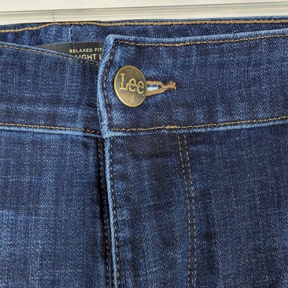 Lee Women's Plus Size 20W Blue Mid Rise Relaxed Fit Straight Leg Denim Jeans - Picture 3 of 7